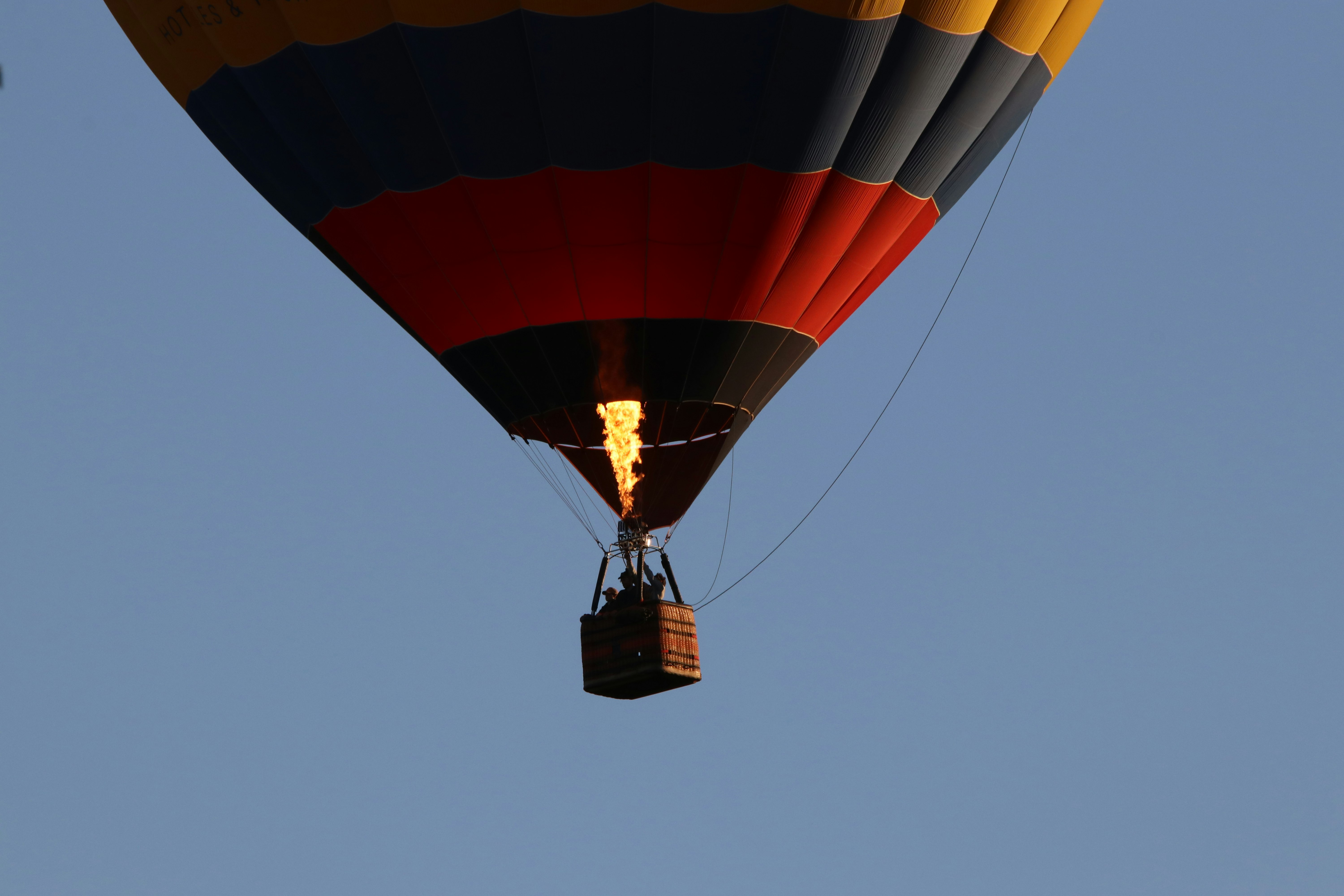person in hot air balloon